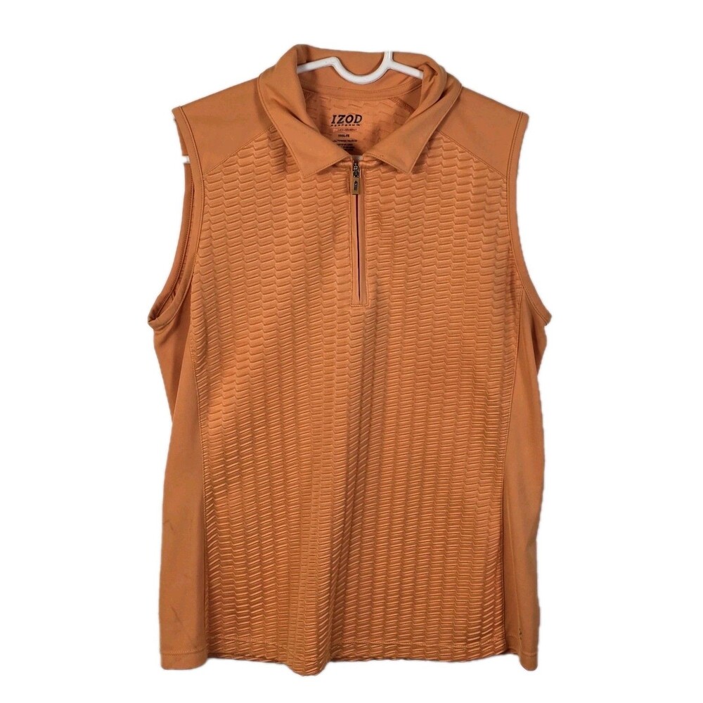 Izod Women's Medium Orange Cool Fx 1/4 Zip Sleeveless Pullover